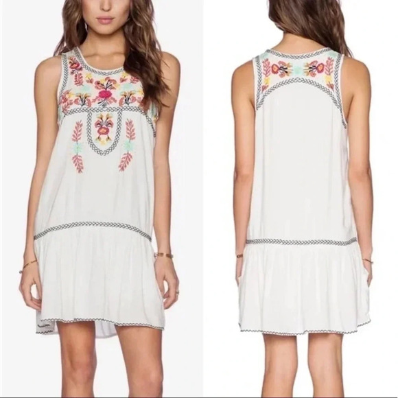 Revolve Embroidered Boho White Dress - Picture 1 of 12
